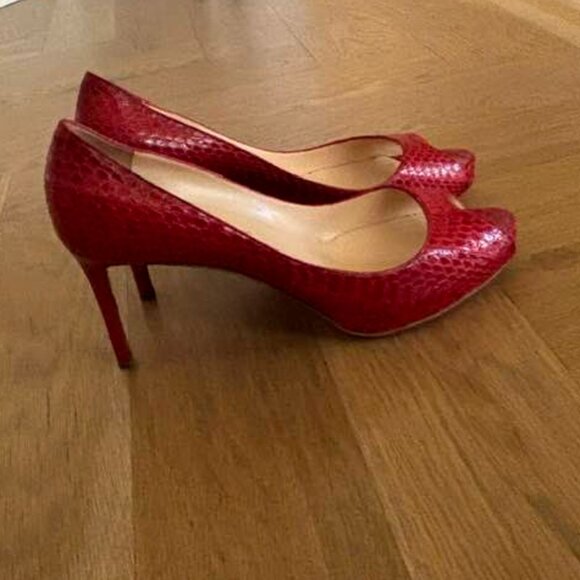 Christian Louboutin No Matter 85 Watersnake Lucido, Rouge Lipstick Red 40 - Picture 8 of 9